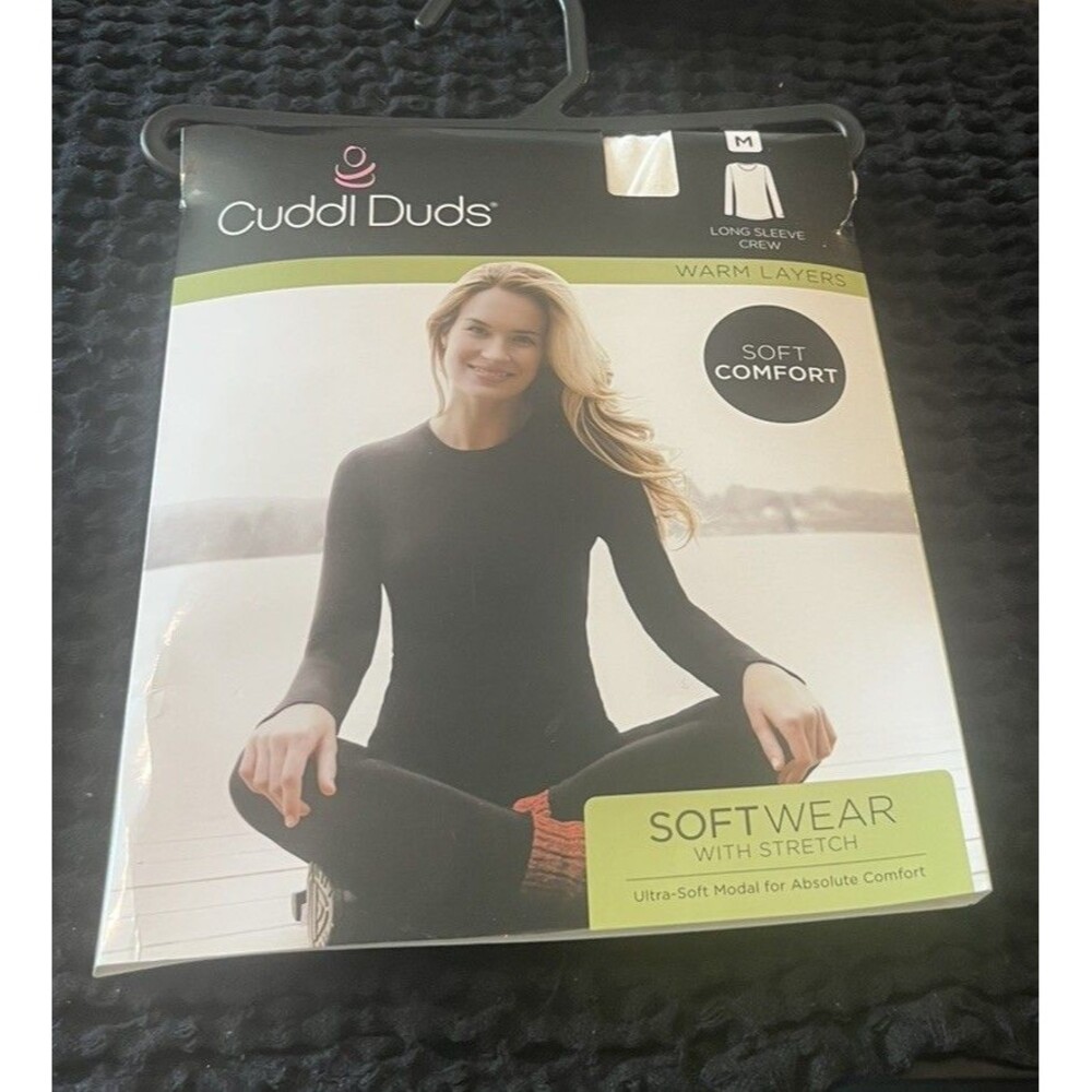 Cuddl Duds Softwear with Stretch Women’s Long Sleeve Crew White Size M